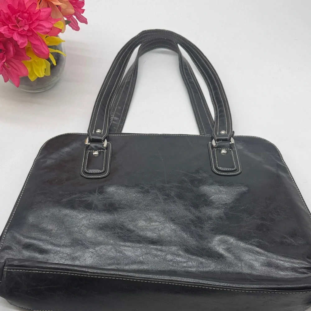 Samsonite Black Leather Women's Computer Travel Bag TOT9392E